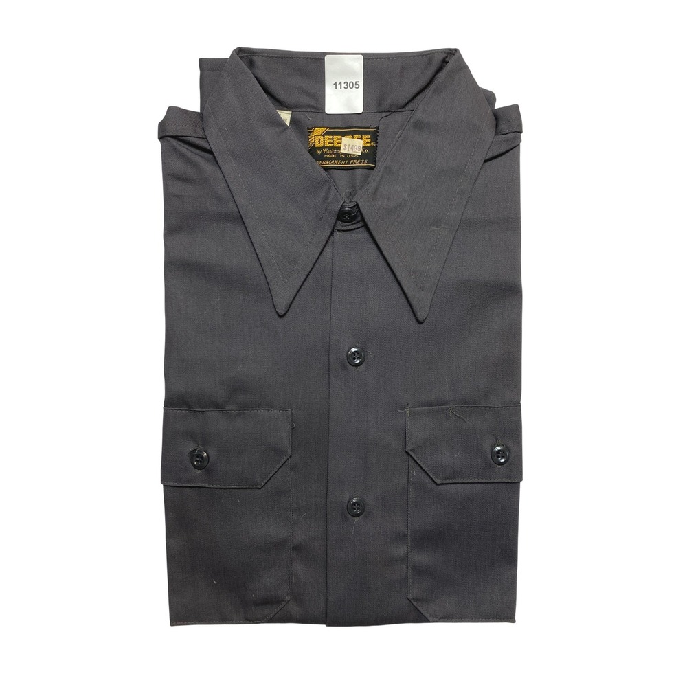 Dee Cee Work Shirt Mens 16 Gray Permanent Press Dagger USA Button Up